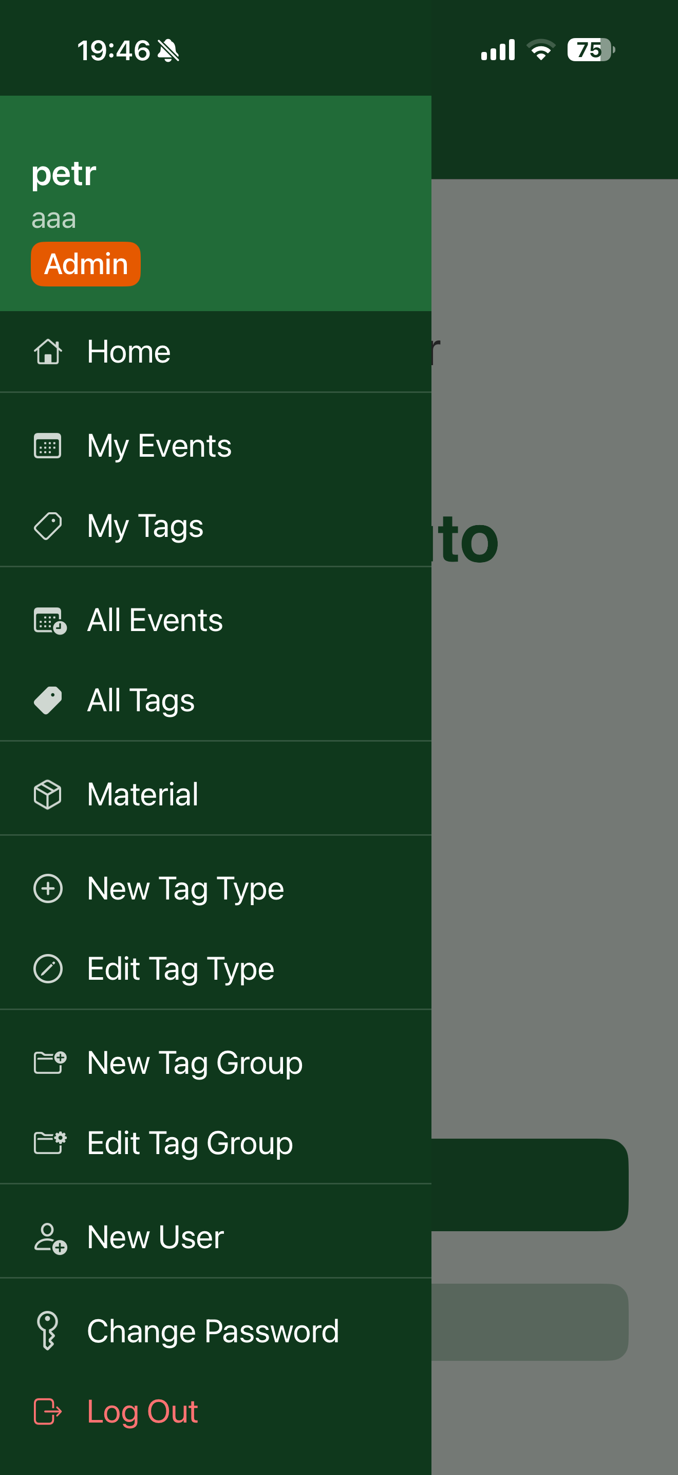 App side menu